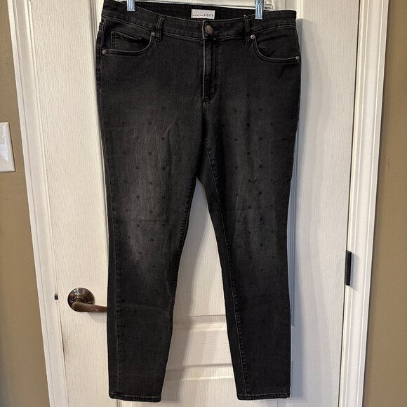 LOFT Denim - Loft | Ann Taylor Curvy Skinny Black VTG Wash Polka Dot Jeans Pant 31 12 Stretch